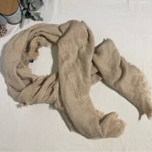 Saks Fifth Avenue Scarf Ultra Soft Beige Fringe